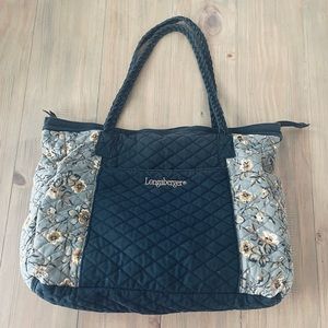 Longaberger | 2007 Bee Black & Khaki Floral Tote Bag Quilted Cloth